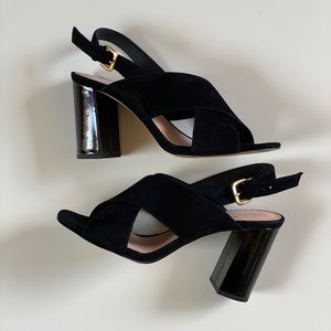 💯Kate Spade NYC Ankle Strap Platform Sandal Black